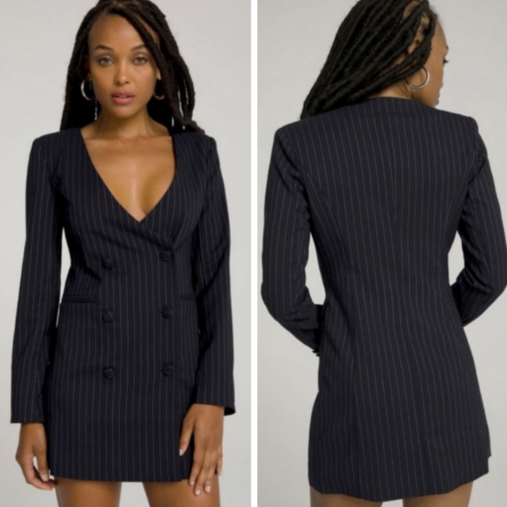 Good American Pinstripe Blazer Dress 5 NWT